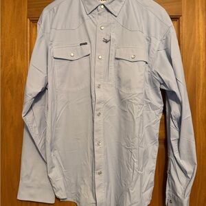 Men's Light Blue Button-Up Shirt Jacket